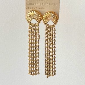 NWT / Anthropology Fringed Shell Drop Earrings